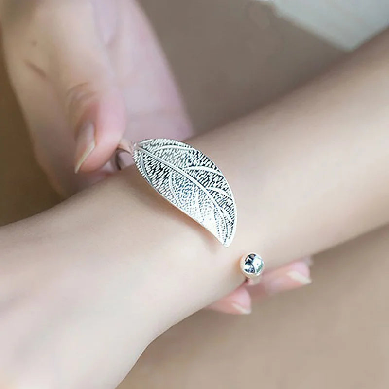 Silver Leaf Whisper Cuff