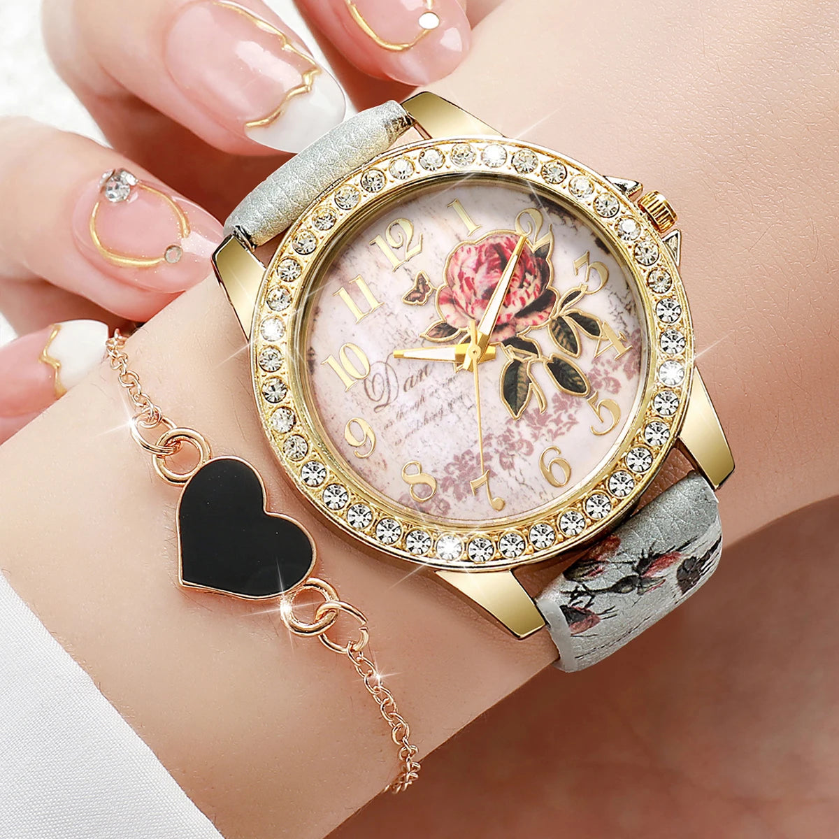RoseBloom Quartz & Bracelet Set