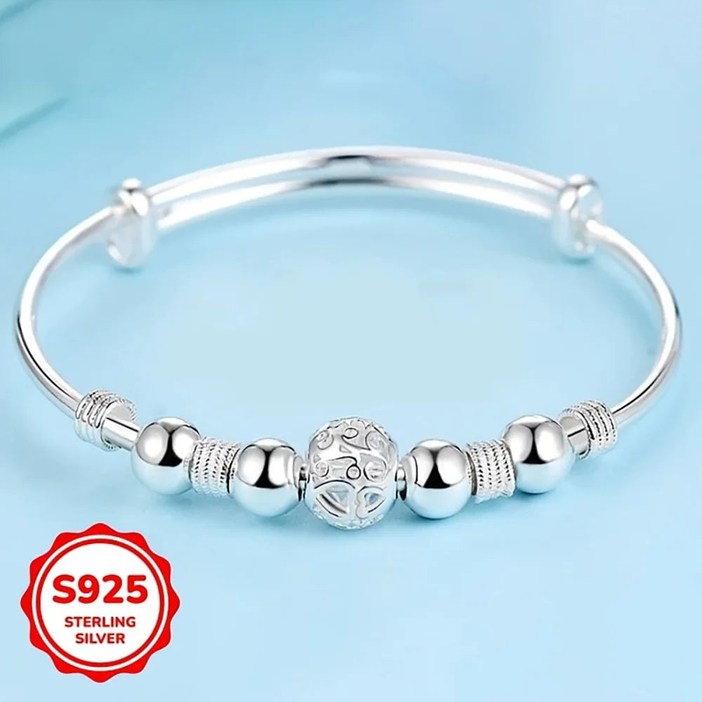 Silver Bead Grace Bangle