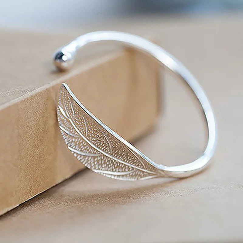 Silver Leaf Whisper Cuff