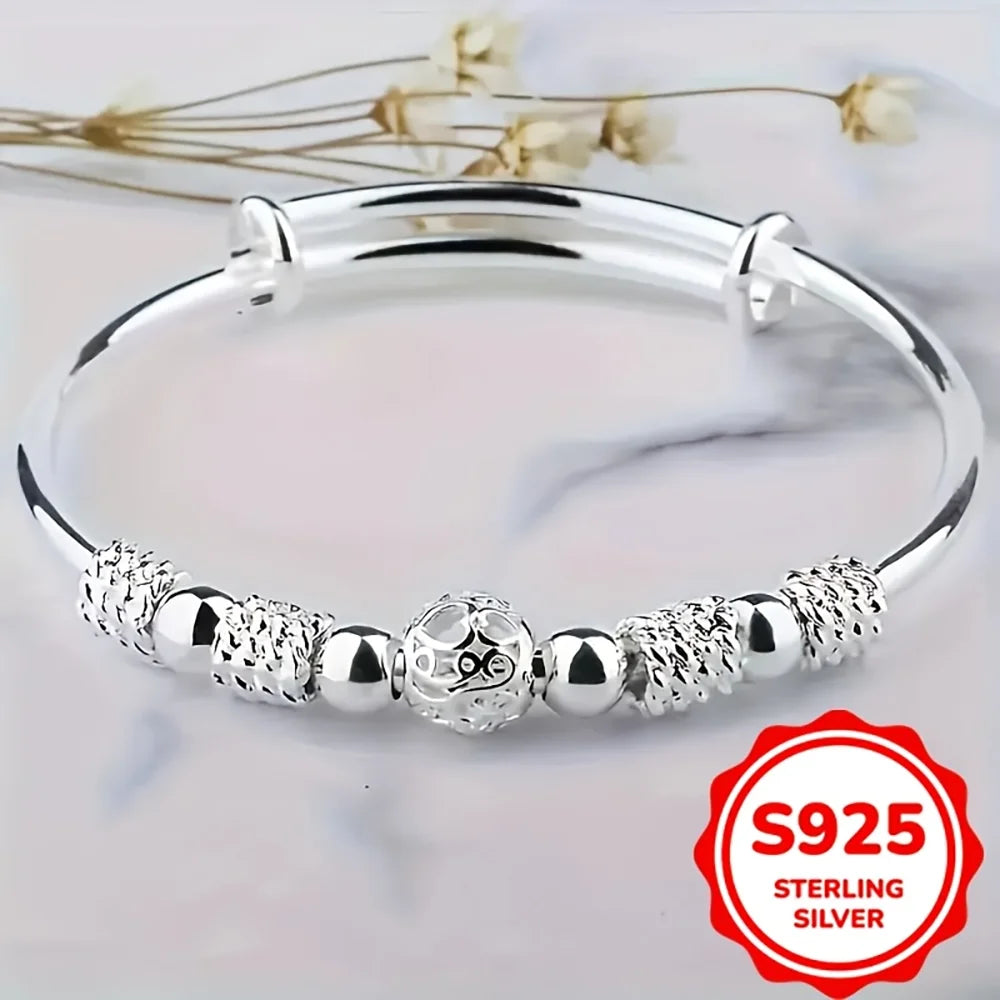 Silver Bead Grace Bangle