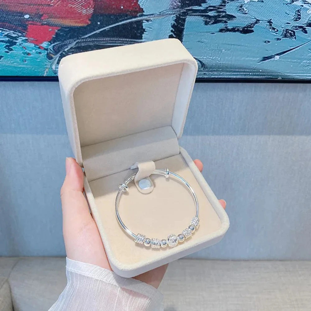 Silver Bead Grace Bangle