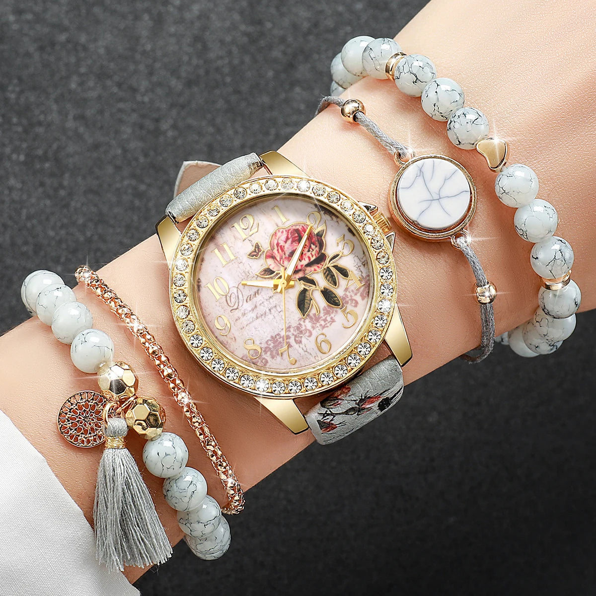 RoseBloom Quartz & Bracelet Set