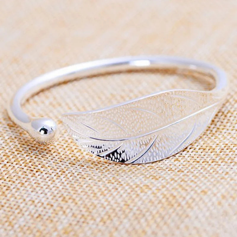 Silver Leaf Whisper Cuff
