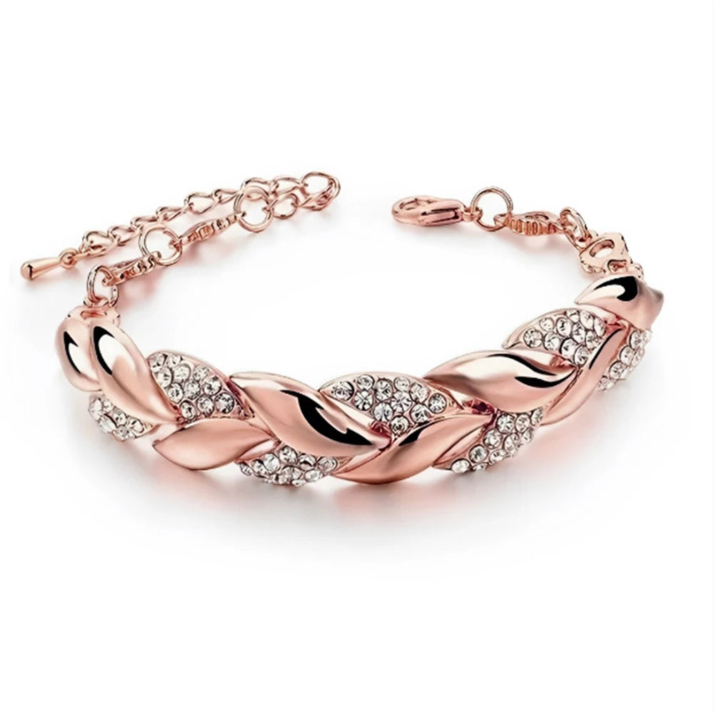 Crystal Leaf Weave Bracelet
