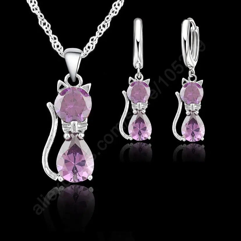 Silver Kitty Charm Set