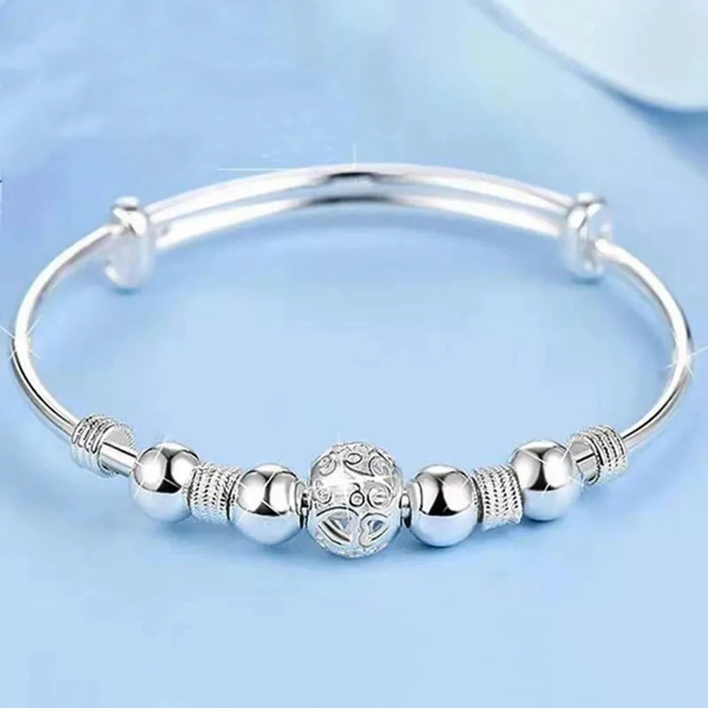 Silver Bead Grace Bangle