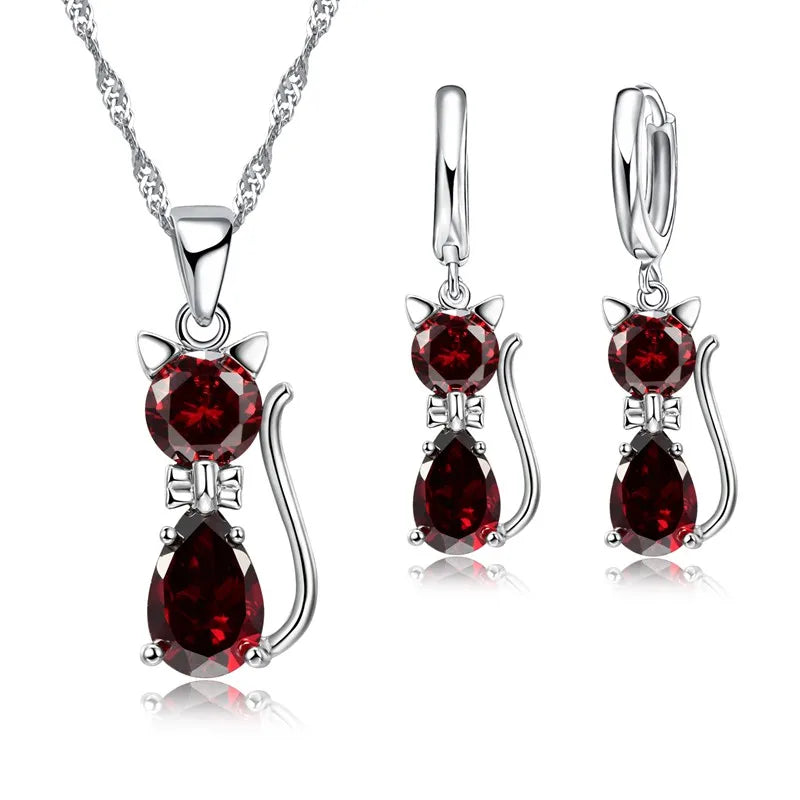 Silver Kitty Charm Set