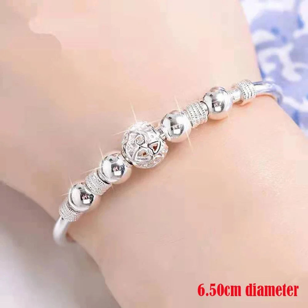 Silver Bead Grace Bangle