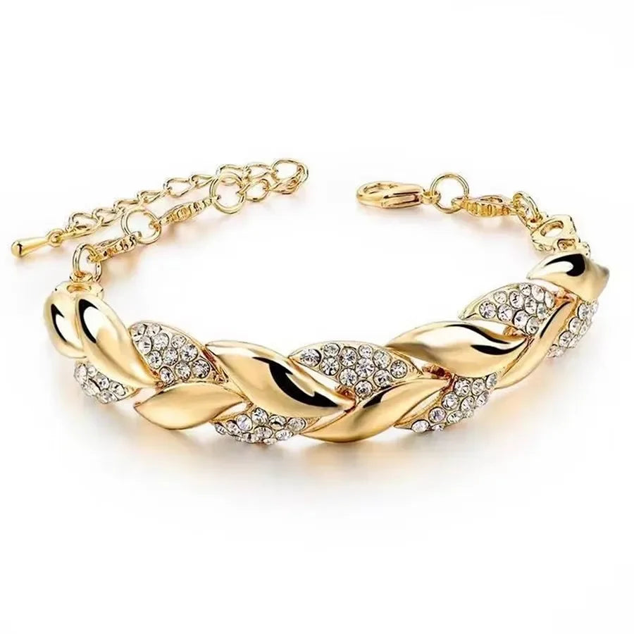 Crystal Leaf Weave Bracelet