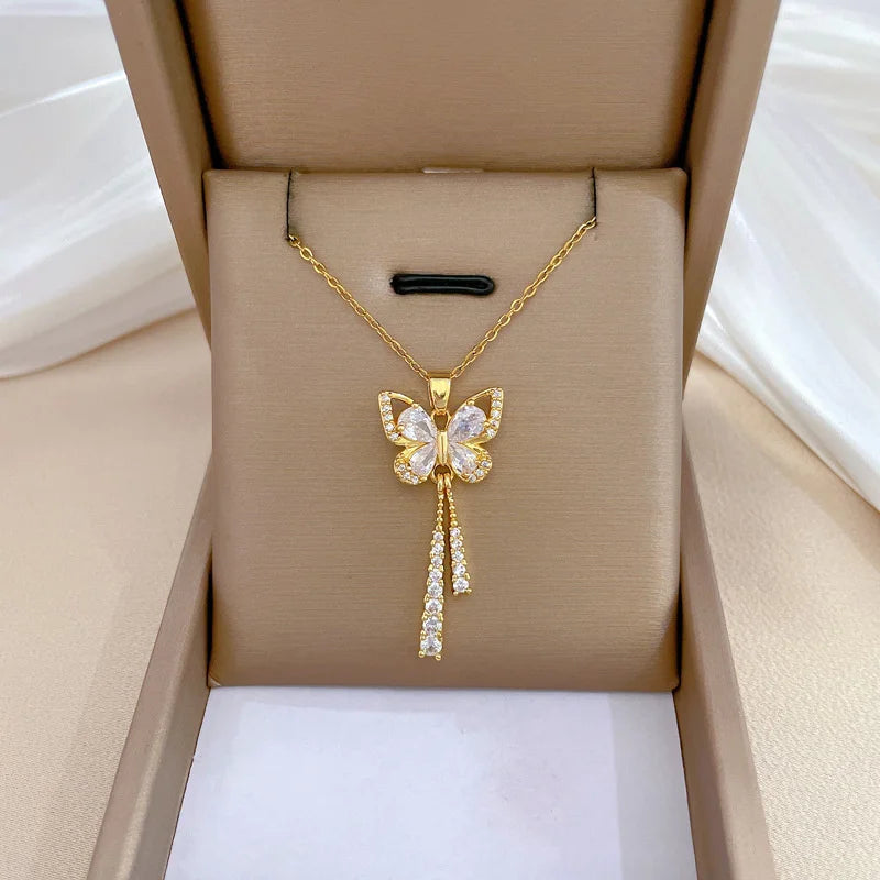Moonlit Butterfly Tassel Necklace