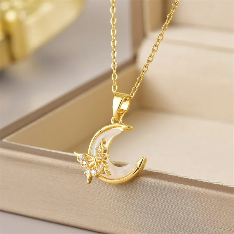 Moonlit Butterfly Tassel Necklace