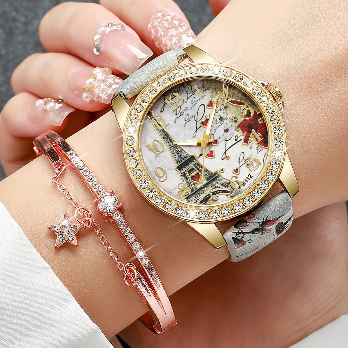RoseBloom Quartz & Bracelet Set
