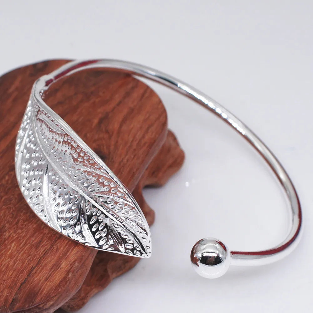 Silver Leaf Whisper Cuff