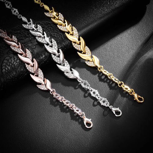 Crystal Leaf Weave Bracelet