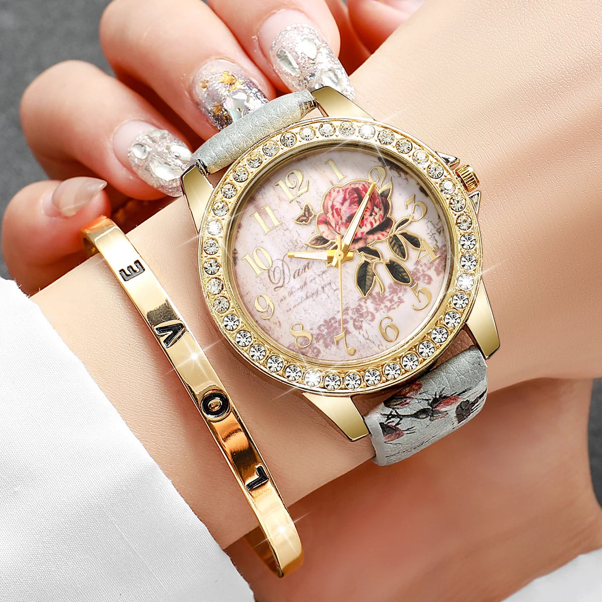 RoseBloom Quartz & Bracelet Set