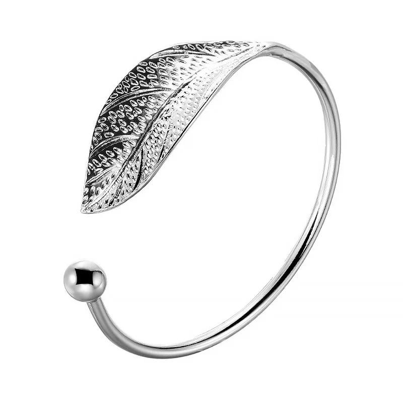 Silver Leaf Whisper Cuff