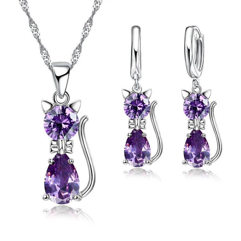 Silver Kitty Charm Set