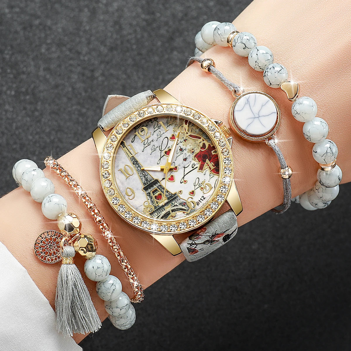 RoseBloom Quartz & Bracelet Set