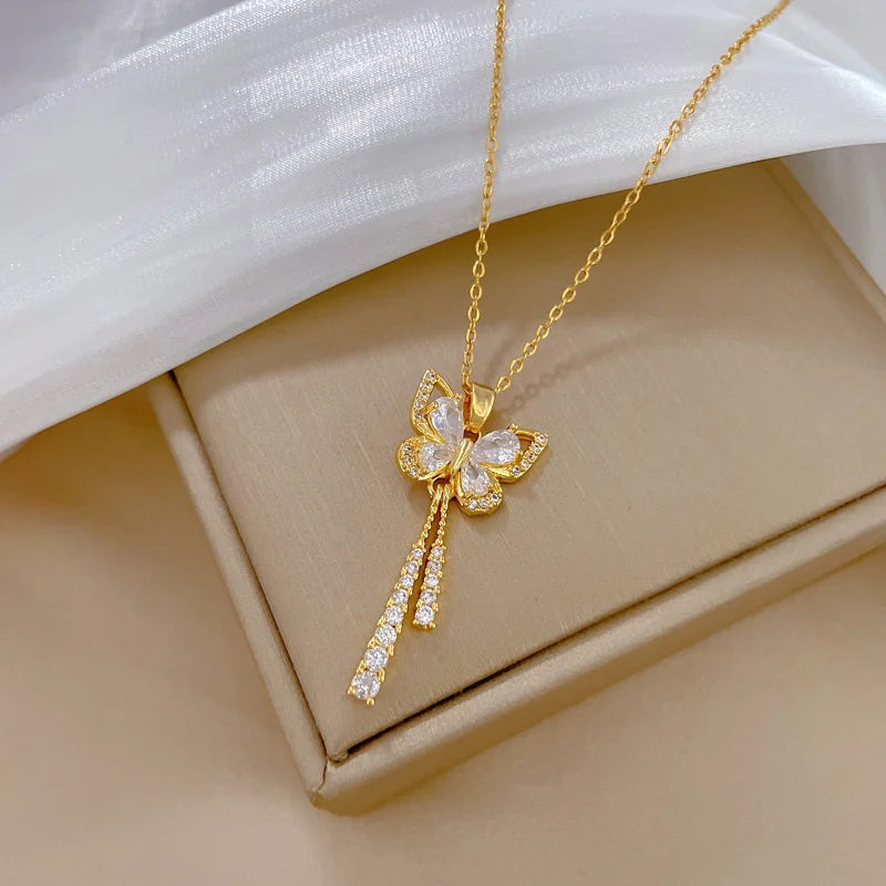 Moonlit Butterfly Tassel Necklace
