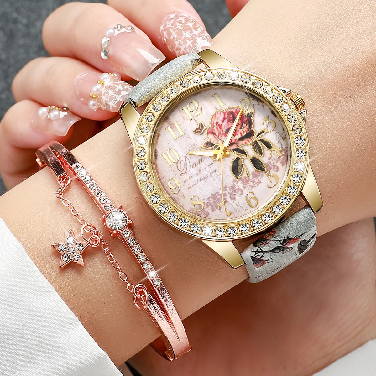 RoseBloom Quartz & Bracelet Set